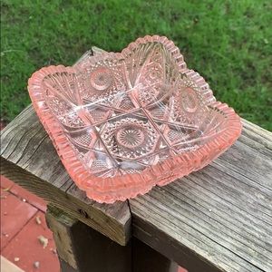 Heavy, Pink Depression Glass Dish, Square